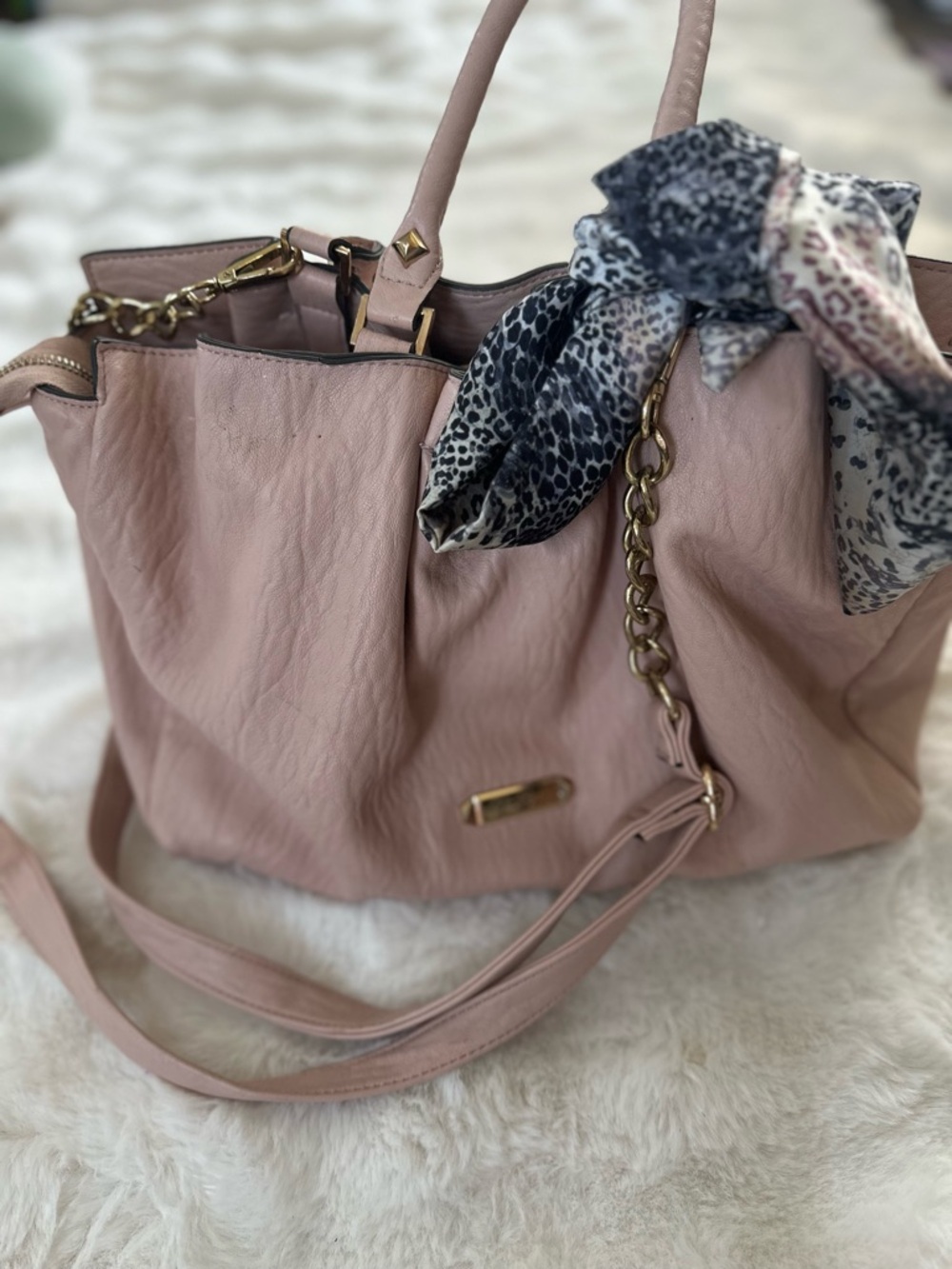 Jessica Simpson Women's Blush Pink Tote Bag with Chain Detail